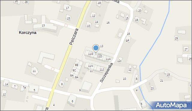 Korczyna, Szczepanika Jana, 11E, mapa Korczyna
