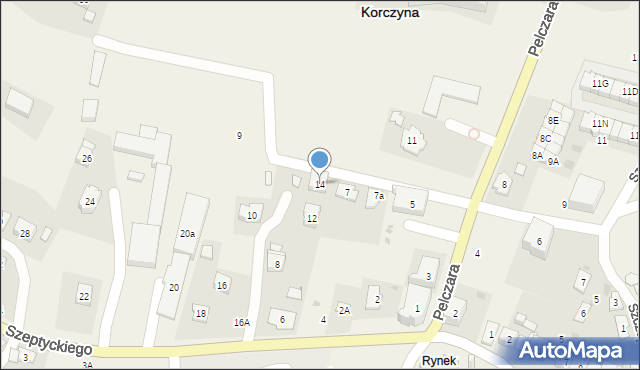 Korczyna, Szeptyckiego, gen., 14, mapa Korczyna