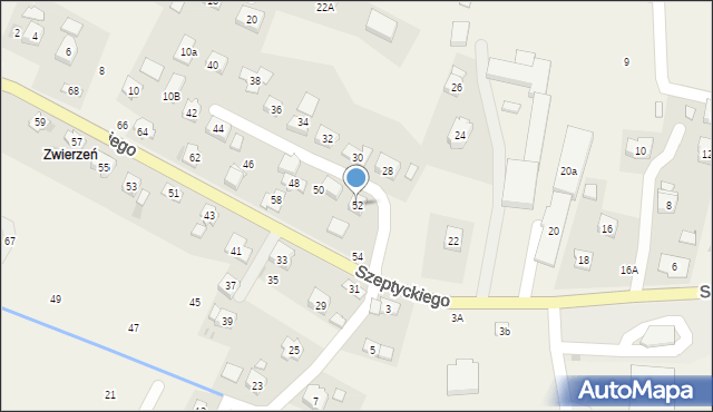 Korczyna, Szeptyckiego, gen., 52, mapa Korczyna