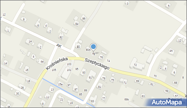 Korczyna, Szeptyckiego, gen., 78, mapa Korczyna