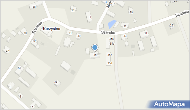 Korzystno, Szeroka, 35, mapa Korzystno