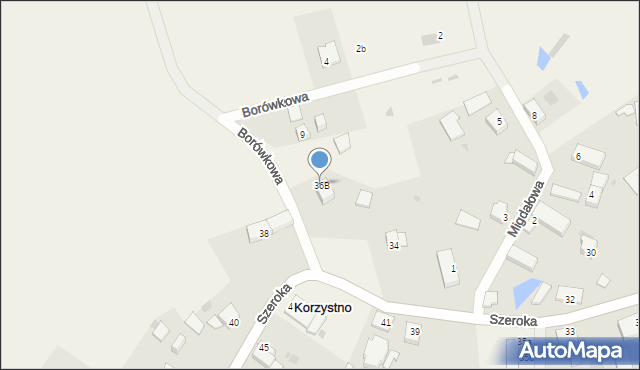 Korzystno, Szeroka, 36B, mapa Korzystno