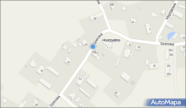 Korzystno, Szeroka, 47, mapa Korzystno