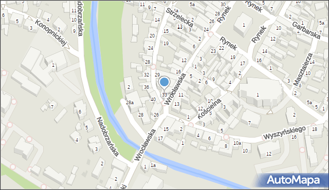 Kościan, Szewska, 33, mapa Kościan