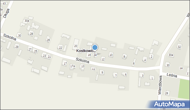 Kostkowice, Szkolna, 14, mapa Kostkowice