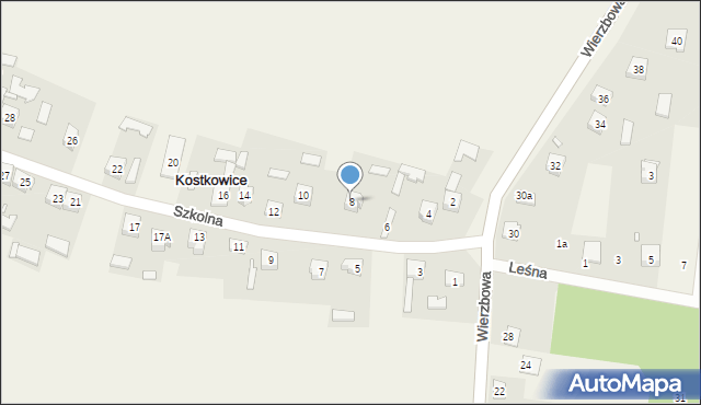 Kostkowice, Szkolna, 8, mapa Kostkowice