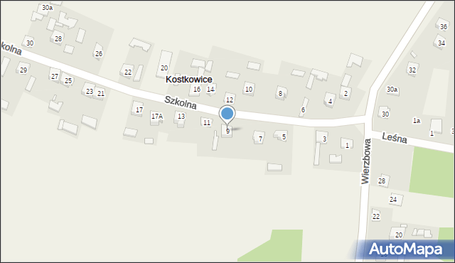 Kostkowice, Szkolna, 9, mapa Kostkowice