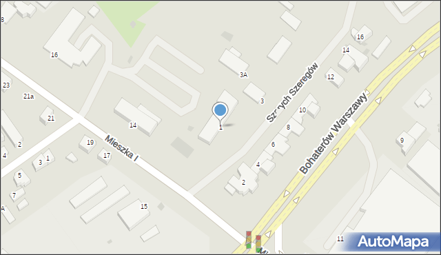 Koszalin, Szarych Szeregów, 1, mapa Koszalina