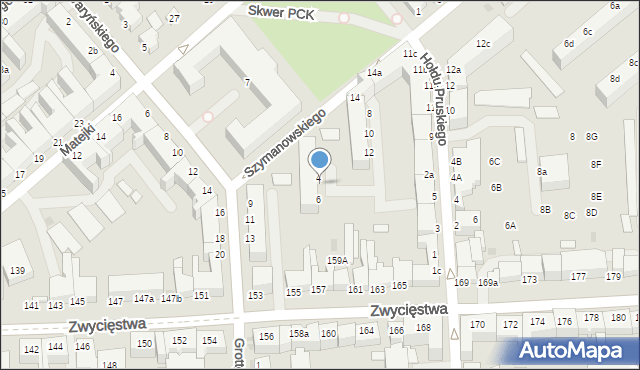 Koszalin, Szymanowskiego Karola, 6/7, mapa Koszalina