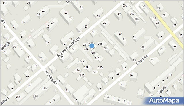 Koszalin, Szymanowskiego Karola, 24B, mapa Koszalina