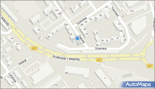 Koszalin, Szeroka, 21, mapa Koszalina
