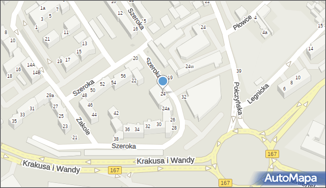 Koszalin, Szeroka, 24, mapa Koszalina