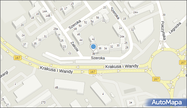 Koszalin, Szeroka, 38, mapa Koszalina