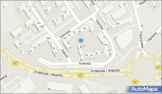 Koszalin, Szeroka, 42, mapa Koszalina