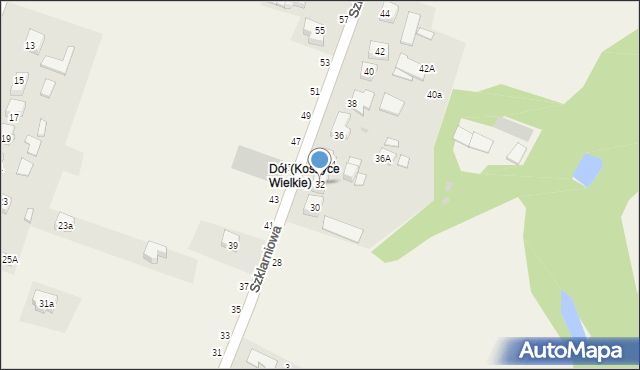 Koszyce Wielkie, Szklarniowa, 32, mapa Koszyce Wielkie