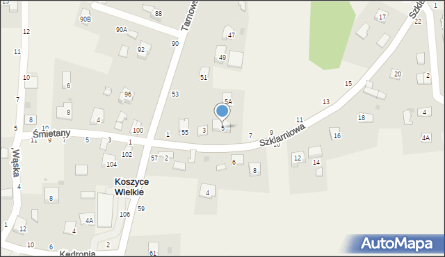 Koszyce Wielkie, Szklarniowa, 5, mapa Koszyce Wielkie