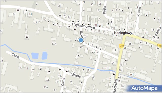 Koziegłowy, Szkolna, 19, mapa Koziegłowy