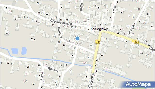 Koziegłowy, Szkolna, 2, mapa Koziegłowy