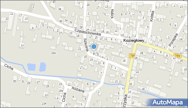 Koziegłowy, Szkolna, 8, mapa Koziegłowy