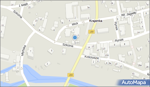 Krajenka, Szkolna, 2, mapa Krajenka