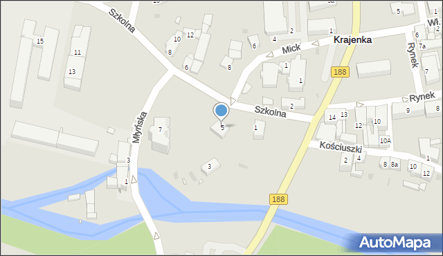 Krajenka, Szkolna, 5, mapa Krajenka