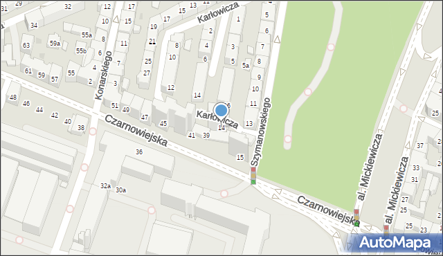 Kraków, Szymanowskiego Karola, 14, mapa Krakowa