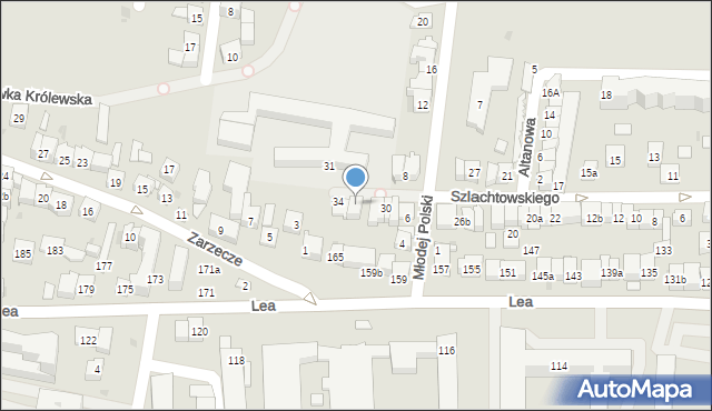 Kraków, Szlachtowskiego Feliksa, 34b, mapa Krakowa