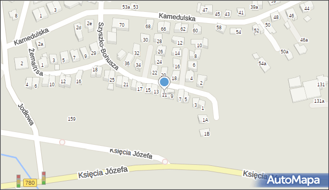 Kraków, Szyszko-Bohusza Adolfa, 11, mapa Krakowa