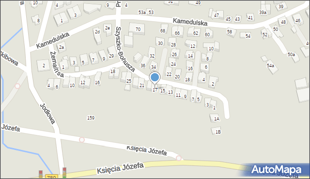 Kraków, Szyszko-Bohusza Adolfa, 17, mapa Krakowa