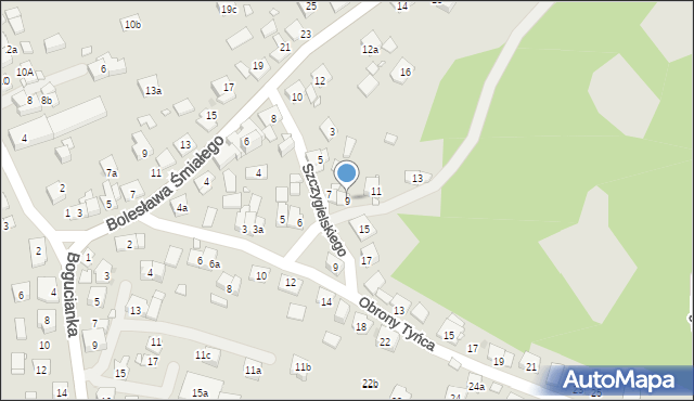 Kraków, Szczygielskiego Stanisława, 9, mapa Krakowa