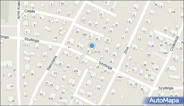 Kraków, Szyllinga Antoniego, gen., 21, mapa Krakowa