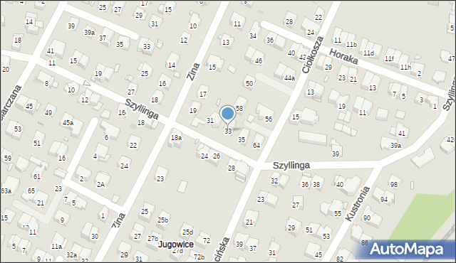 Kraków, Szyllinga Antoniego, gen., 33, mapa Krakowa