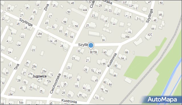 Kraków, Szyllinga Antoniego, gen., 36, mapa Krakowa