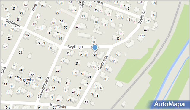 Kraków, Szyllinga Antoniego, gen., 40, mapa Krakowa