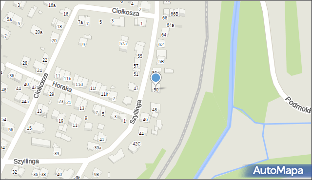 Kraków, Szyllinga Antoniego, gen., 50, mapa Krakowa