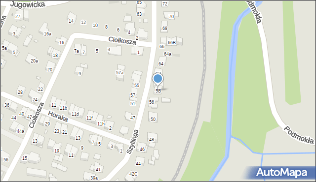 Kraków, Szyllinga Antoniego, gen., 58, mapa Krakowa