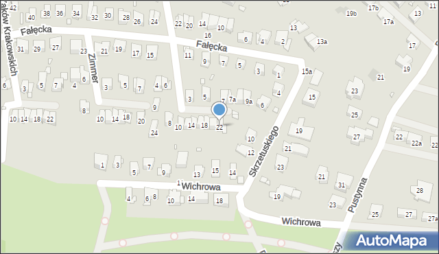 Kraków, Szmaragdowa, 22, mapa Krakowa