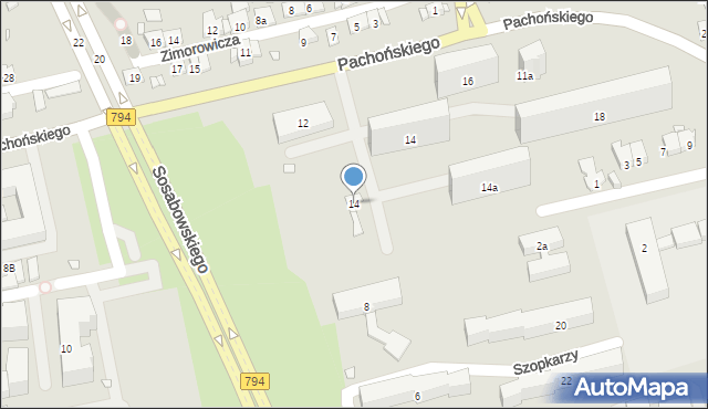 Kraków, Szopkarzy, 14, mapa Krakowa