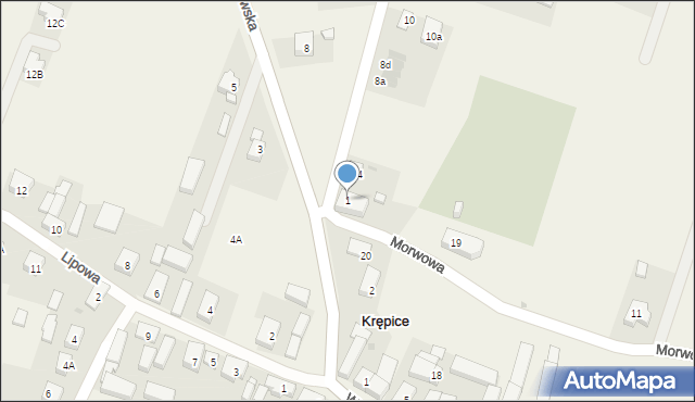 Krępice, Szkolna, 1, mapa Krępice