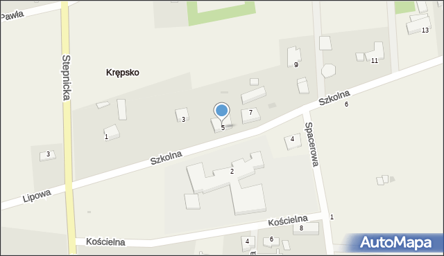 Krępsko, Szkolna, 5, mapa Krępsko