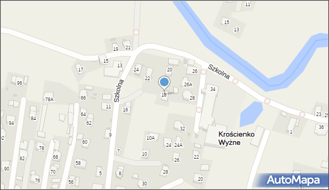 Krościenko Wyżne, Szkolna, 18, mapa Krościenko Wyżne