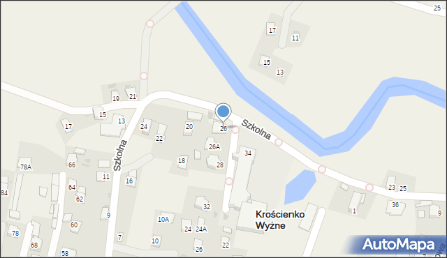 Krościenko Wyżne, Szkolna, 26, mapa Krościenko Wyżne