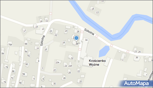 Krościenko Wyżne, Szkolna, 28, mapa Krościenko Wyżne