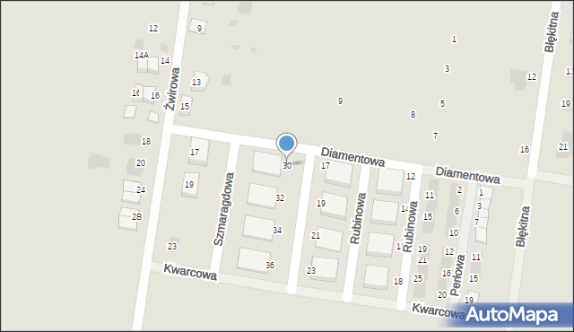 Krotoszyn, Szmaragdowa, 30, mapa Krotoszyna