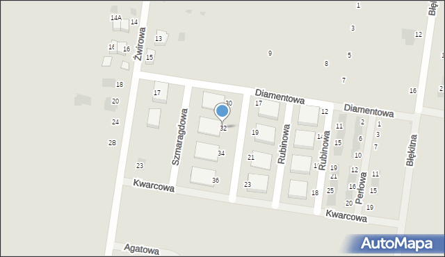 Krotoszyn, Szmaragdowa, 32, mapa Krotoszyna