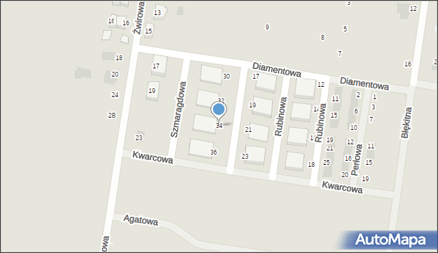 Krotoszyn, Szmaragdowa, 34, mapa Krotoszyna