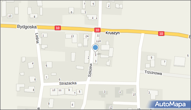Kruszyn, Szkolna, 1, mapa Kruszyn