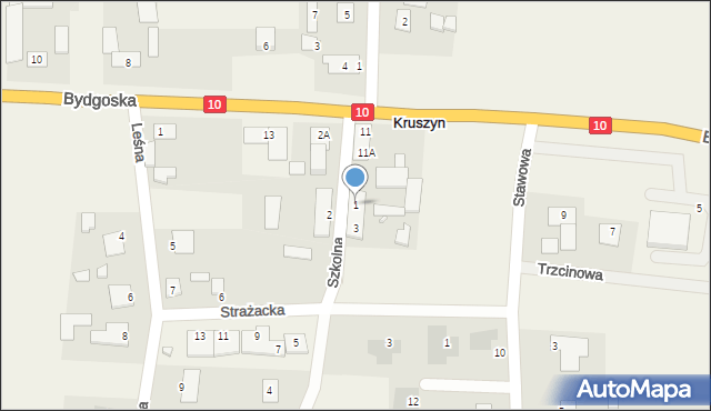 Kruszyn, Szkolna, 1, mapa Kruszyn