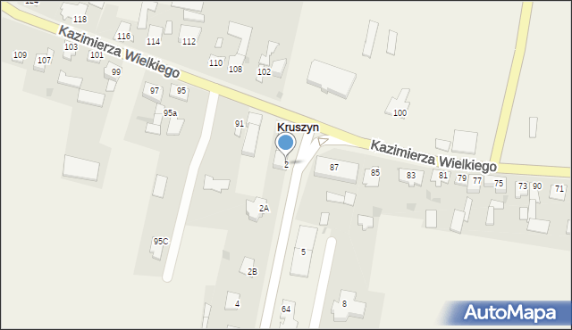 Kruszyn, Szkolna, 2, mapa Kruszyn
