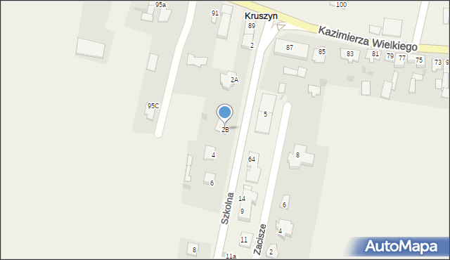 Kruszyn, Szkolna, 2B, mapa Kruszyn
